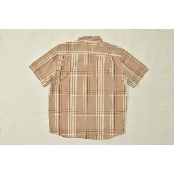 Carhartt Loose Fit Plaid Short Sleeve Button Down Shirt Size L Cotton Brown - Picture 2 of 8